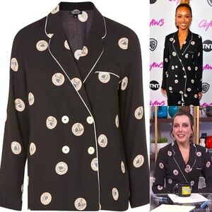 NWT TOPSHOP VIRAL SEEN ON TV FLORAL BLACK BLAZER PAJAMA TOP